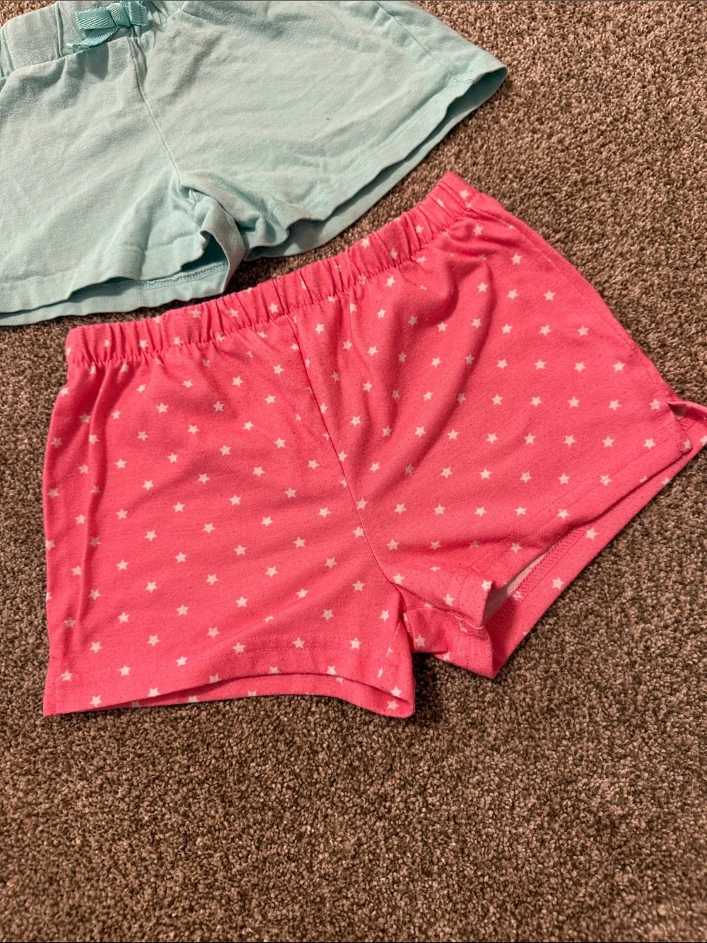 Mint Pull-On Shorts & Pink Star Shorts
